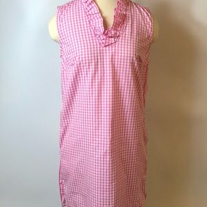 Pink Gingham Plaid Sleeveless Dress With Pockets